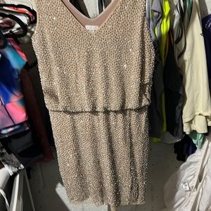 Obviously not a professional Posher! Beige Dress with silver stones all over.